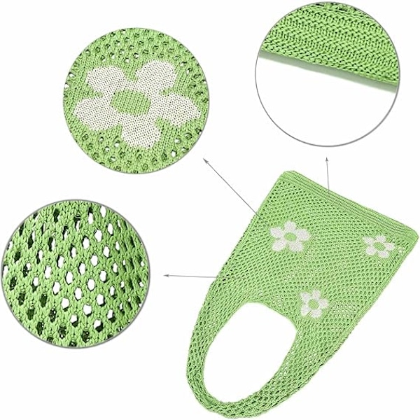 Kvinners heklede håndvesker sommer strand vevde vesker boho strikkede skulder vesker blomster shopping reise casual vesker for festivaler