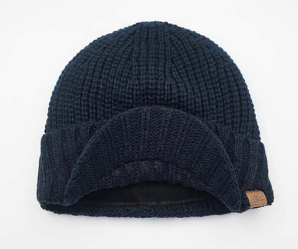 Mænds Vinter Strikket Visir Hat Udendørs Tyk Spids Beanie Hat Navy Blue One Size