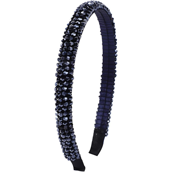 Hårbånd til piger med rhinstenperler, pandebånd med krystalperler, mode, tynde hårbånd til brude, galla og bryllup Navy blue