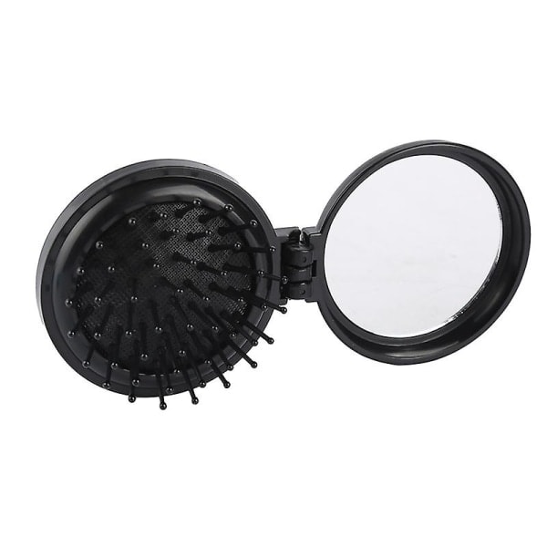 Fällbar Resespegel Hårförare Runda Fällbara Fickhårförare Mini Hårfön Kompakt Resestorlek Hårmassagekam (Svart) 2-pack