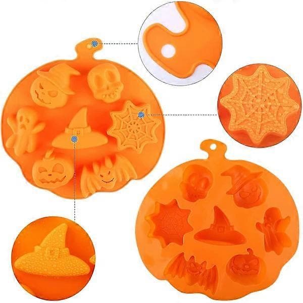 Silikonform for gresskar, Halloween, jul, spøkelse, gresskar, muffinsform, måne, godteri, kakeform, isbitform