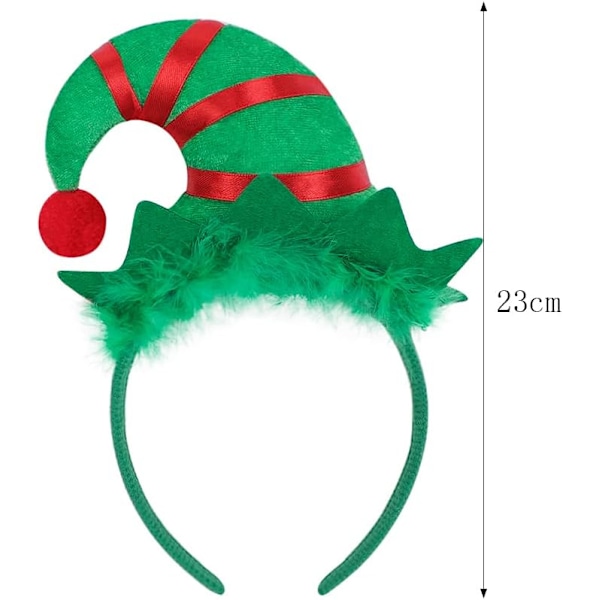 2 st jultomtehatt pannband spetsig hatt HairHoop med fjäder rosett söt julhatt pannband jul utklädningsdräkt Green