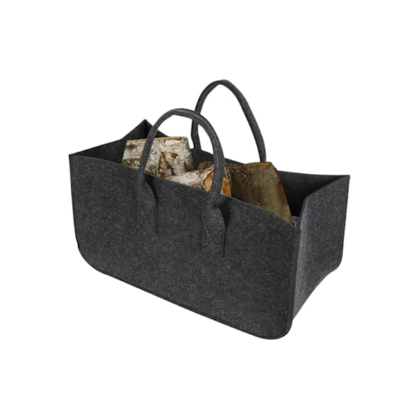 Foldbar Filtkurv med Dobbelt Håndtak - Holdbar og Slitesterk Vedkurv dark grey 50cm