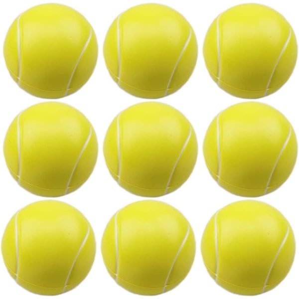 Soft skum tennisballer, 9 stk skum baller høy sprett myke baller innendørs utendørs sports svamp tennis baller for barn gutter og jenter og voksne (gul)
