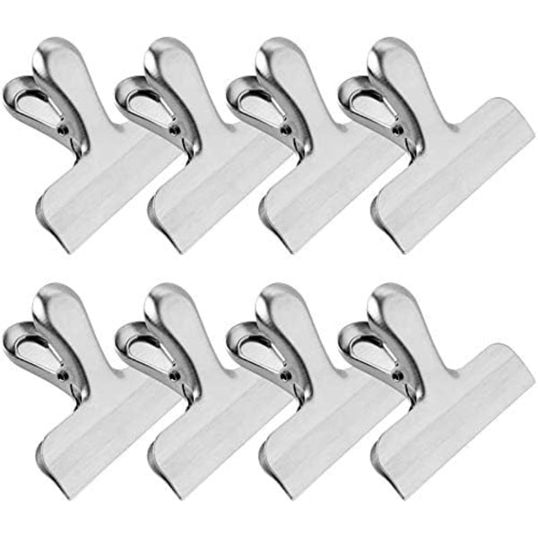 HOT BARGAINS 8 X Matklemme i metall, klemme for matposer i rustfritt stål, størrelse 3 tommer for lufttett forsegling