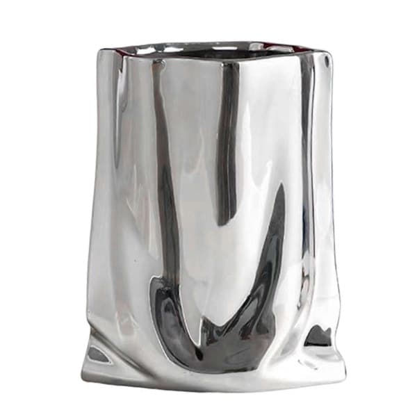 Keramisk Blomvas Stor Kapacitet Guld & Silver Centerpiece Vas För Hem Modern Bondgårdsdekor Silver Silver Medium Silver Medium