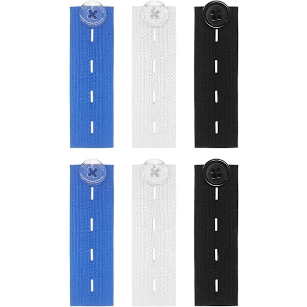 6 st elastiska midjevidgare Justerbar midjevidgare Knappförlängare för jeansbyxor Byxor (6PCS-A)