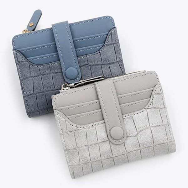 Liten Plånbok Bifold Korthållare GRÅ-KK1-{HH} Grå Grey
