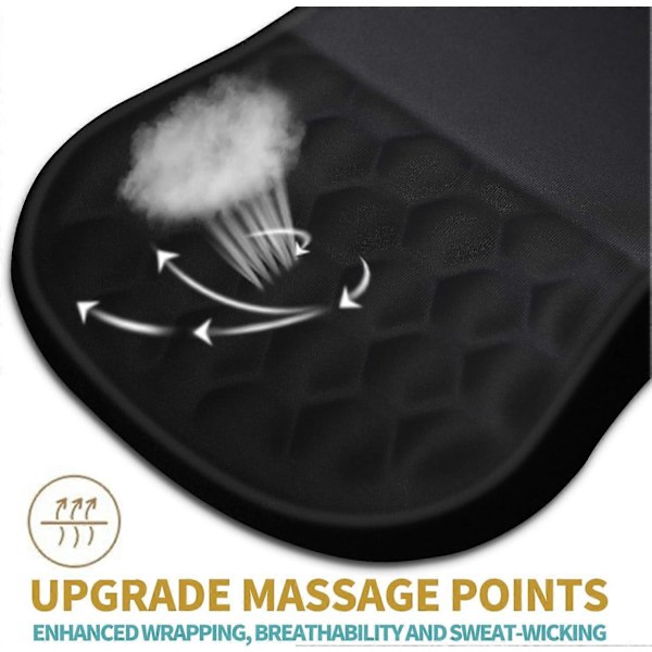 Ergonomisk Musmåtte med Håndledsstøtte og Massage Design, Håndledsstøtte til Smertelindring med Hukommelsesskum & Skridsikker PU-Bund, Mus