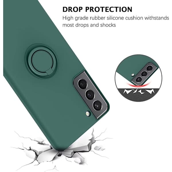 Samsung S21 - Vælg farve silikoneetui magnetisk ringholder grøn grøn{AZC}