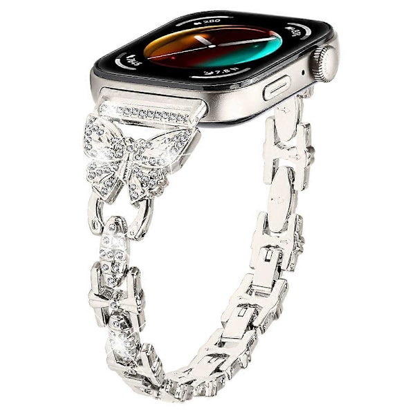Rem til Huawei Watch Fit 3 med Rhinestone Dekoration Butterfly Design i Rustfrit Stål Multicolor Style D