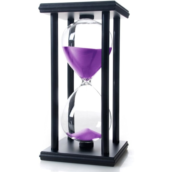 Timeglass Sand Timer Timeglass med Sand Dekorasjon Sandklokke Klokke for Rom Bursdag Te Kaffe Bord Bokhylle Skole Spill Ornament Tre Purple 60 Min