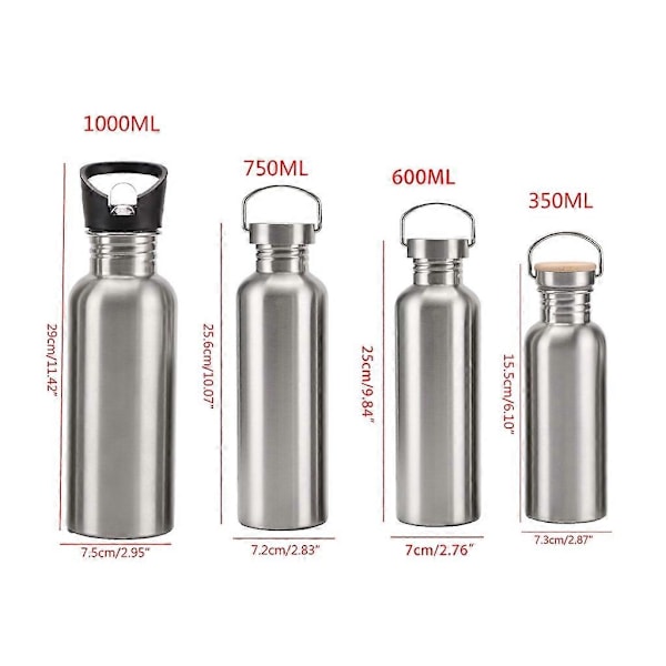 Uudelleenkäytettävät Vedenpullot Laajalla Suulla Ruostumattomasta Teräksestä Valmistettu Urheilupullo Aikuisten Käyttöön 750ml Bamboo cover