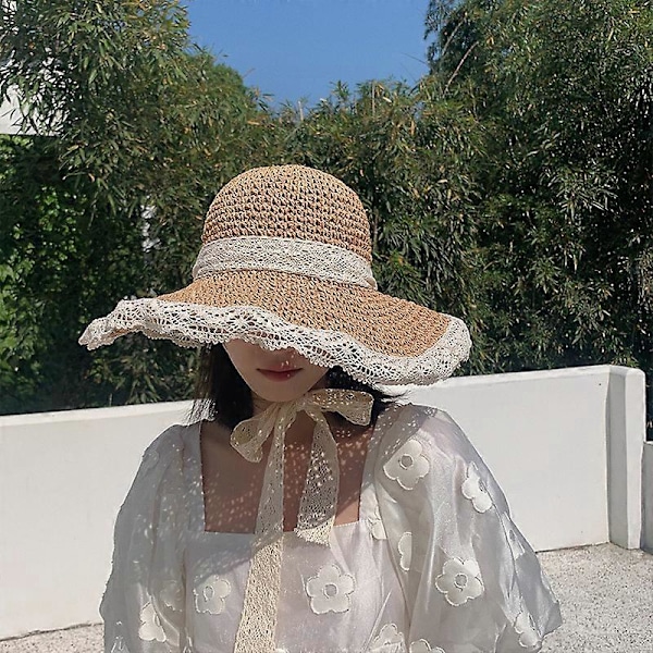Hålad Virkad Hatt Sommar Solskydd Solhatt Mode Vikbar Baskerhatt