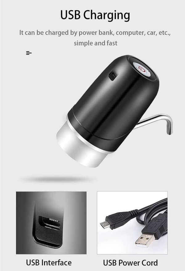 Kallvattendispenser - Silikonslang - BPA-fri - Vattendispenser - Automatisk kran med USB-laddning