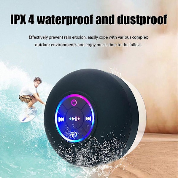 Trådlös Högtalare Vattentät Bluetooth Dusch Portabel Badrum Bil Sugpropp white without stickers