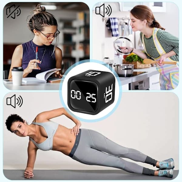Pomodoro Timer Digital Cube Timer Kjøkken Timer Tidsstyring Brukes På Kontor, Studier, Barn, Matlaging, Trening