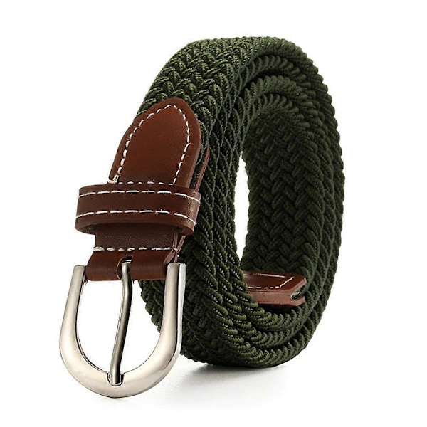 Elastisk stof flettet bælte, slidstærkt strækvævet bælte til unisex mænd/kvinder/unge green pinch tail