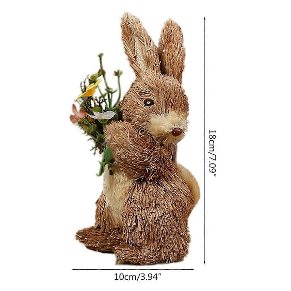 Sød Halm Kanin Påske Dekorationer Livagtig Håndlavet Vævet Kanin Ferie Hjem Have Bryllup Ornament
