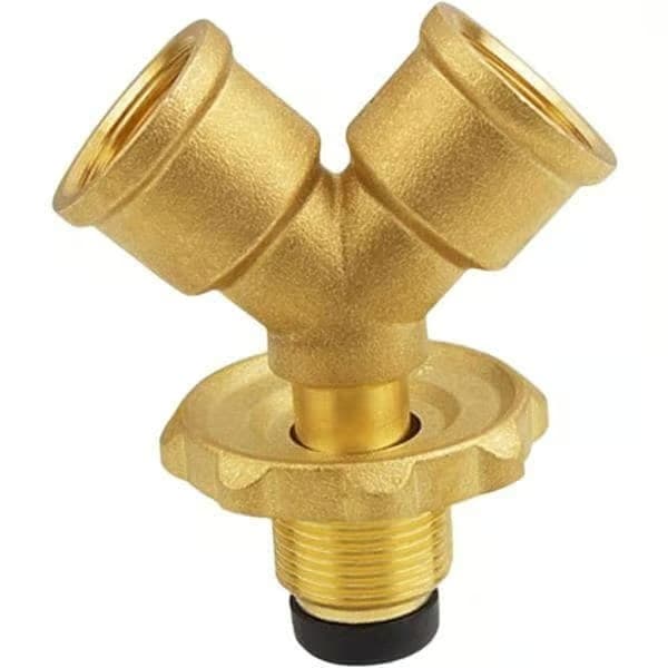 LPG-fördelare Gasadapter Cylinderadapter med avstängningsventil 2-vägs LPG-adapter Hem, Koppar