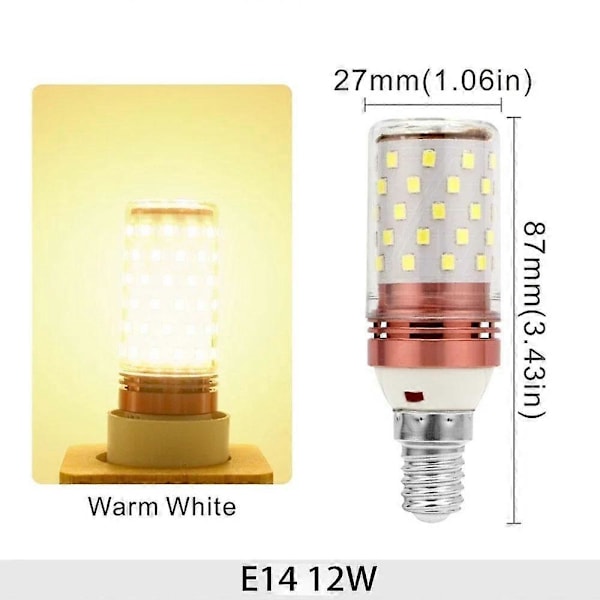 LED Majskolv Lampa Trefärgad Ljus E27 E14 Liten Skruv 12W 14W 16W 18W Majslampa Ljus Stearinljus Lampa Hushållskrona warm white E14 12W