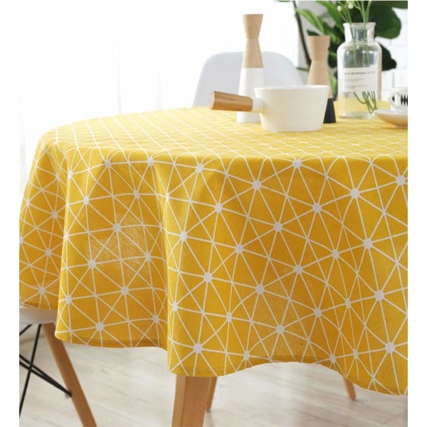 Pyöreä pöytäliina Puuvillapellava pöytäliinat Yksinkertainen twill-pöytäliina Pöytäliina Sopii kodin keittiön sisustukseen, useita kokoja yellow 90cm