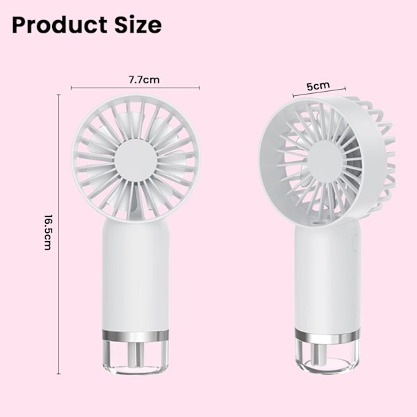Tåkespray håndholdt vifte - 3 hastighets bærbar tåkespray vifte - USB batteridrevet reisevifte - Stille skrivebordsvifter for barn