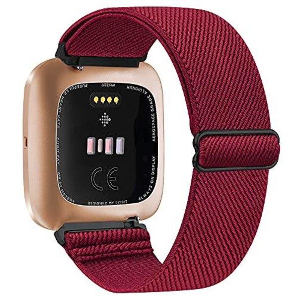 Elastisk Vævet Loop-Rem Til Fitbit Versa 3 2 Versa Lite Rem Justerbar Nylon Sport Urrem Til Fitbit Sense Rem Wine Red For Fitbit sense