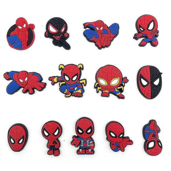 13 stk. Spiderman superhelt sko charms, til clogs sandaler Croc sko DIY dekorasjoner tilbehør for barn voksen