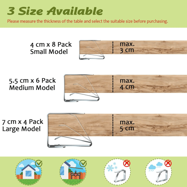 Bordsduksklämmor 8-pack Rostfritt stål Bordsduksklämmor Bordsdukshållare 7cm x 4 PCS