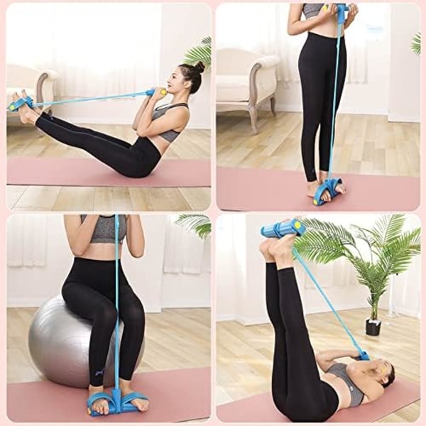 Motståndsträning 4 rör Pedal Motståndsband Sit-up Dragrep Fitness Pedal Tränare Spänningsrep Sport Tränare Utrustning