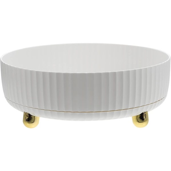 Roterende makeup-arrangør smykker kosmetisk opbevaringsbakke roterende opbevaringshylde rund drejeskive kosmetik opbevaringsholder White