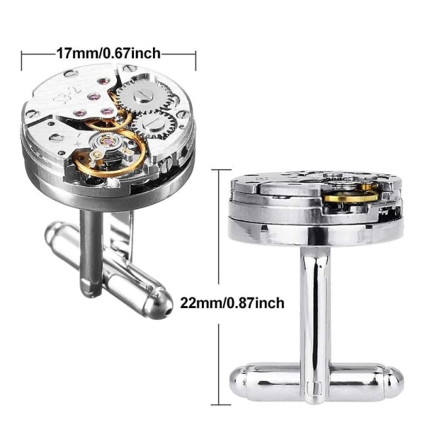 2 Pak Cufflinks Urværk Cufflinks til Mænd Retro Ur Gave til Thanksgiving Bryllup Fødselsdag Julegave