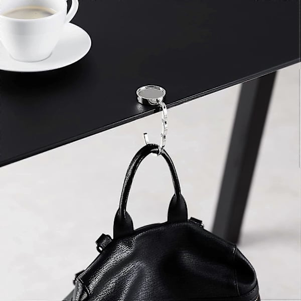 Håndveskekrok - Metallbrettet veskekrok - Veskeholder for bord eller skrivebord - Sølv 2 stk