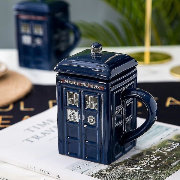 Doctor Who Tardis Mugg Kaffe Tekopp Polislåda Keramisk Mugg Med Lock Cover Födelsedagspresent