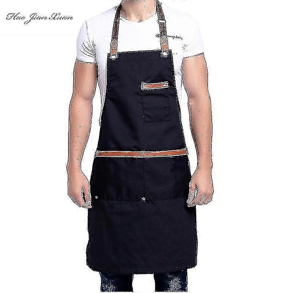 Unisex Arbeidsforkle Canvas Forkle Bib Justerbart Kjøkkenforkle style 3