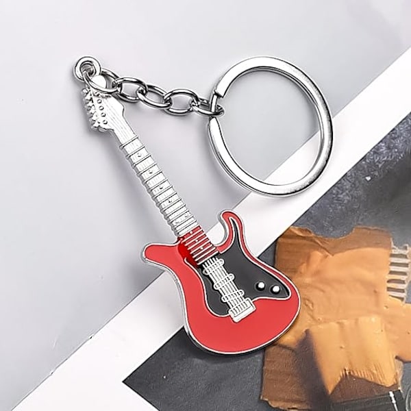 2 st gitarr nyckelring musik fans special replika nyckelring mini gitarr form hänge nyckelring tillbehör souvenir present