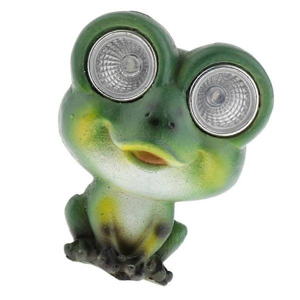 Hagefigur av harpiksfrø med solcellelys