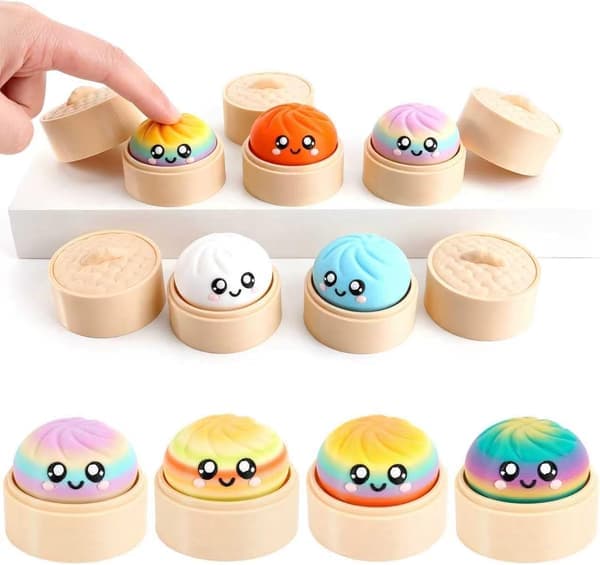 4-pak Dumpling Keyboard Fidget Legetøj Dumpling Fidget Clicker 3D-printede Legetøj Fidget Legetøj Voksne Dekompression Skrivebordslegetøj til at Lette Angst Rainbow