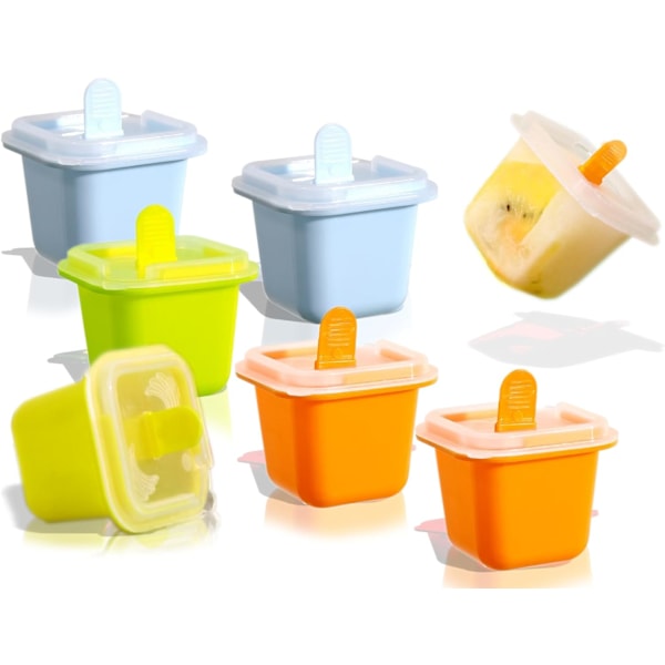 Silicone Ice Moulds, Pack of 6 Ice Lolly Moulds, Food Grade Ice Pop Maker, Ice Lolly Mould with Sticks and Drip Protection