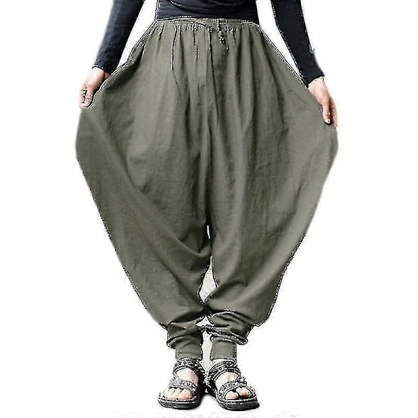 Herrar Vida Haremsbyxor Lediga Baggy Byxor Yoga Underdelar Army Green S