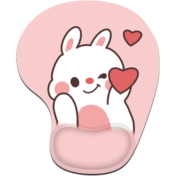 Kanin Kärlek Hjärta Musmatta handledsstöd Rosa Söt handledsstöd Kawaii Skrivbordstillbehör Anti Slip Ergonomisk Musmatta för Kontor