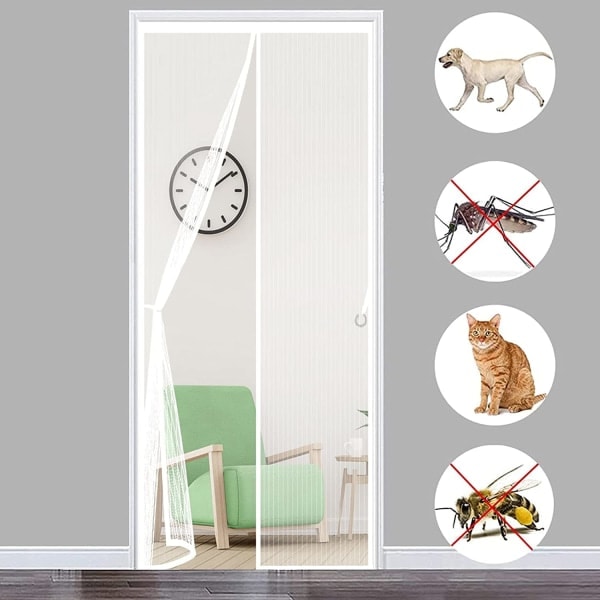 Magnetisk dörr för myggnät 120x210 cm (47x83 tum), Vit