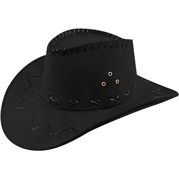 Cowboyhat med snor Western cowboyhat Fancy kjole Autentisk Gunslinger Hat Ruskind Cowboyhat Til Mænd Kvinder
