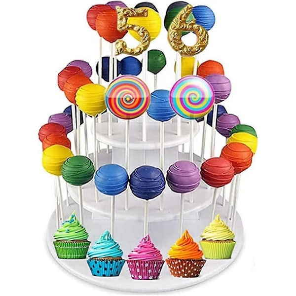 Klubbhållare 3 Lager 42 Hål Klubba Displayställ Dessert Vit Plast Tårtpops Displayställ Dekorativ Desserttornbricka