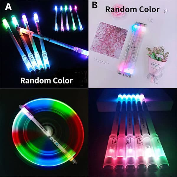 Kreativ LED Flash Spinnende Penn Spinner Leketøy B B