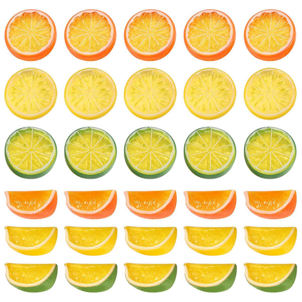 30 st 2in konstgjorda citronskivor, simulering Dekorativ frukt Bröllopsprydnad Dekor Fotografi Pr