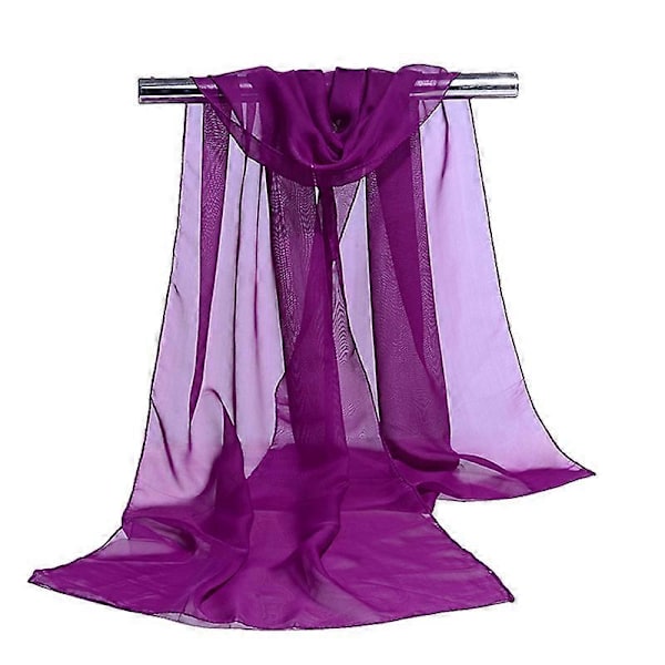 Transparent Chiffon-sjal | Sjal för kvinnor Bröllopsklänning - Enfärgad Chiffon Silke Dark Purple 160x50cm