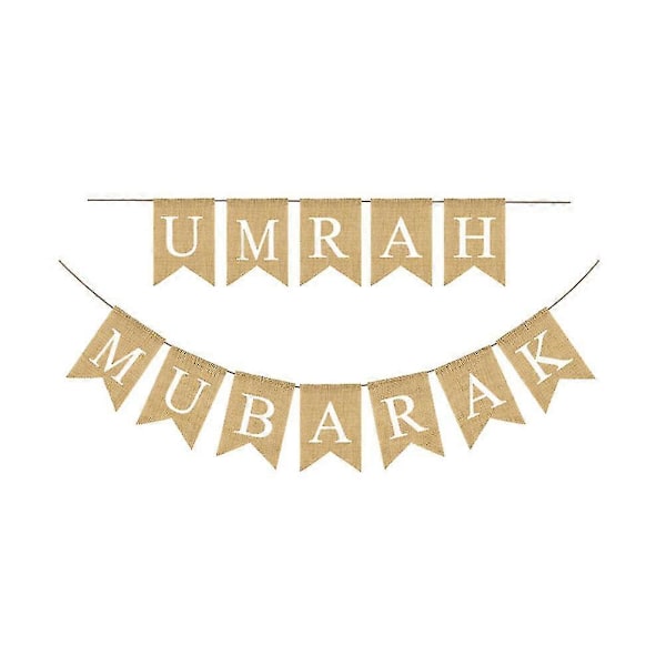 Ramadanin Juhlalippu Umrah Mubarak -painatus Juuttilippu Häntälipun Muotoinen Juhlatarvikkeet Taustan Asettelu Rekvisiitta
