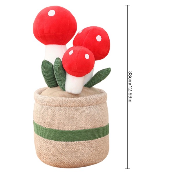 Plys plysdyr Vrious potteplanter Sukkulenter til børns gave Blomster Tulipan Kaktus Bogreol Pude Dekoration Red Mushroom